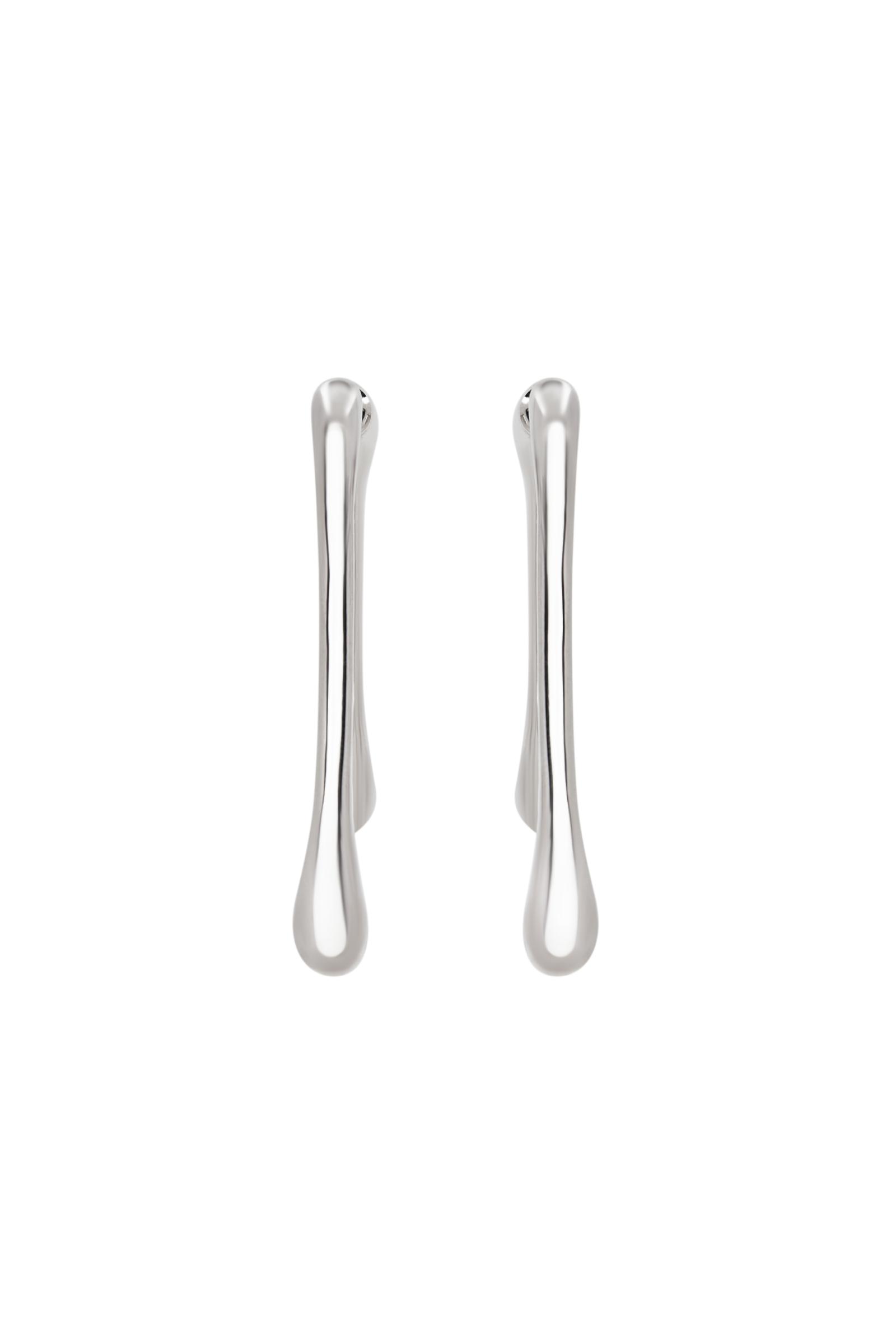 Серьги двусторонние в форме капли (one size, серебро) 2861