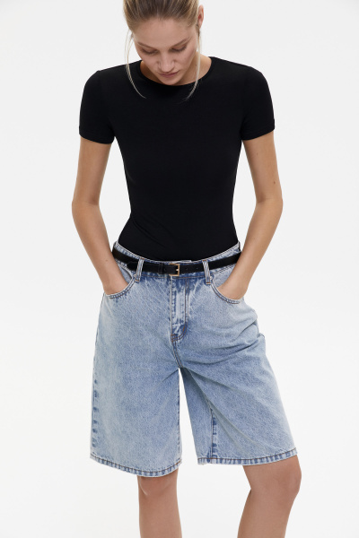 Шорты джинсовые удлиненные/Denim shorts (26/XS, светло-голубой/light blue)