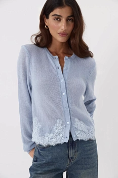 Кардиган с кружевной отделкой (голубой)