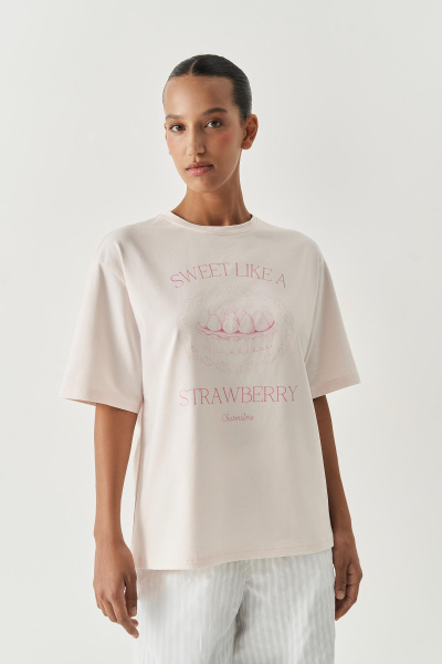 Футболка с принтом Sweet strawberry (светло-розовый) (XS/S)