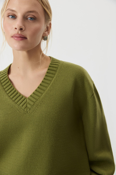 Джемпер V-neck из шерсти мериноса (Хаки) (one size) 