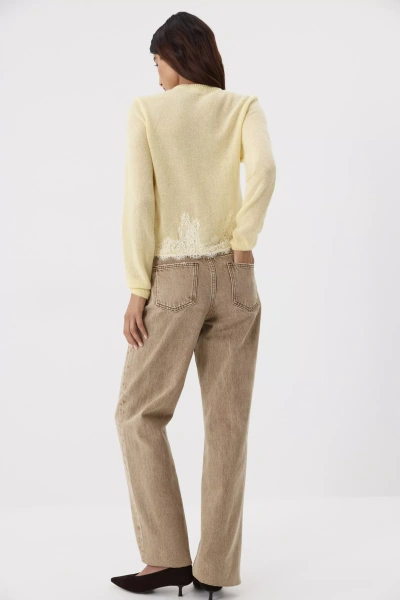Кардиган с кружевной отделкой (сливочный) (M) 