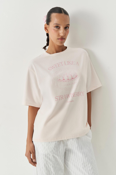 Футболка с принтом Sweet strawberry (светло-розовый) (XS/S)