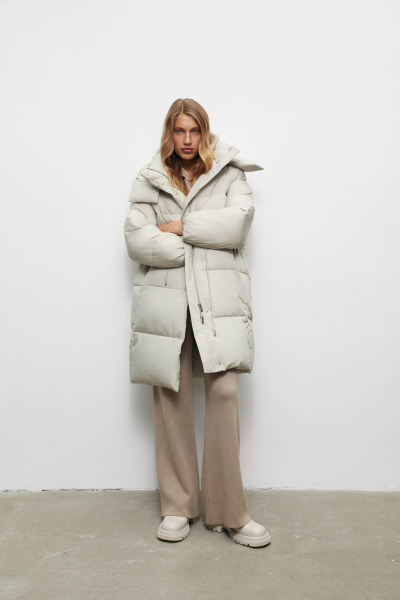 Полупальто утепленное/ Women's padded semi coat (XS, бежевый/beige) 