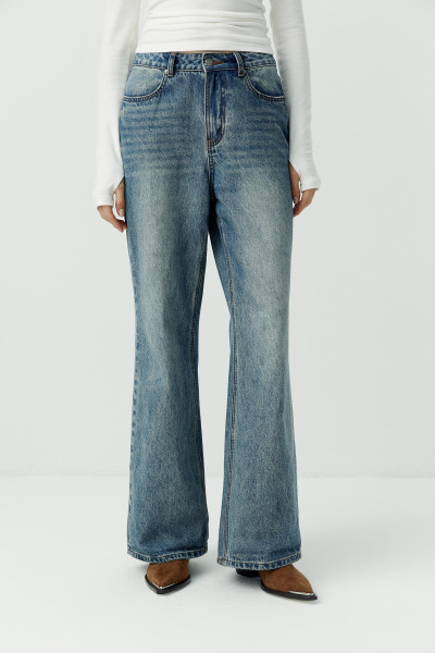 Джинсы с высокой посадкой/Denim pants with high waist (26/XS, пыльно-синий/dusty blue) 2682