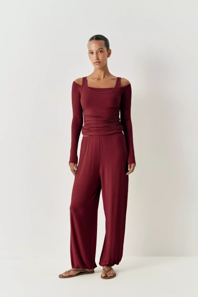 Джоггеры из вискозы (бордовый) (M/L) 