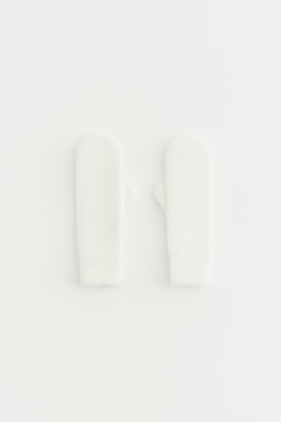 Варежки из пушистой пряжи (белый) (one size)
