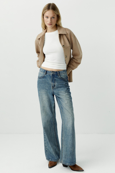Джинсы с высокой посадкой/Denim pants with high waist (26/XS, пыльно-синий/dusty blue) 2682