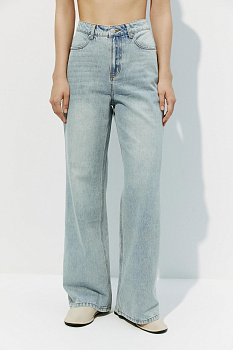 Джинсы с высокой посадкой/Denim pants with high waist (30/XL, пыльно-синий/dusty blue) 