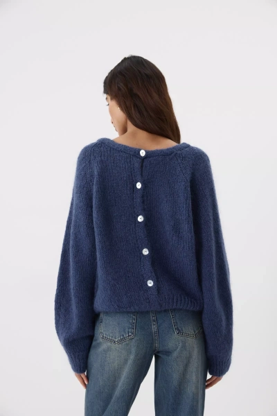Кардиган из шерсти мериноса и альпаки (синий сапфир) (M/L) 