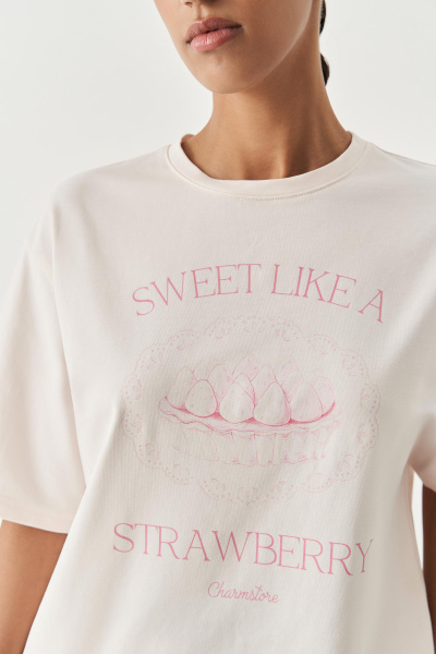 Футболка с принтом Sweet strawberry (светло-розовый) (XS/S)