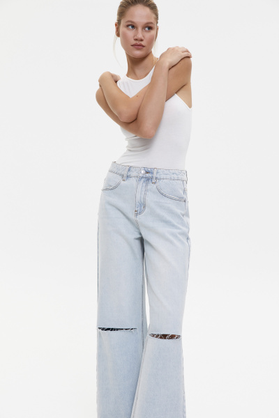 Джинсы палаццо с разрезами/Denim palazzo with cuts (26/XS, голубой/blue) 1741