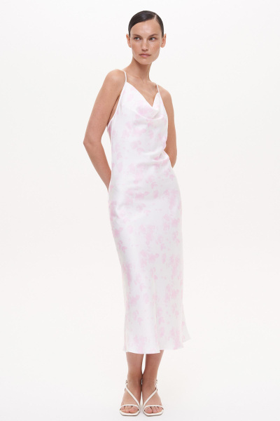 Платье комбинация с драпировкой на груди, розовый (L) 