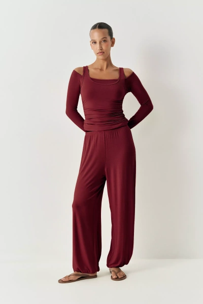 Джоггеры из вискозы (бордовый) (M/L) 