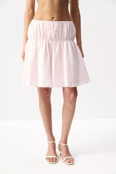 Юбка мини изо льна (розовый) (M)
