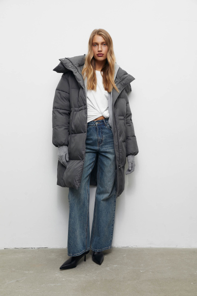 Полупальто утепленное/ Women's padded semi coat (XS, графитовый/anthracite)