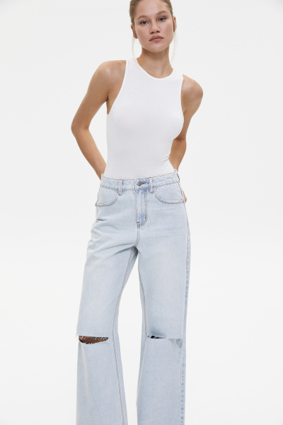Джинсы палаццо с разрезами/Denim palazzo with cuts (26/XS, голубой/blue) 1741