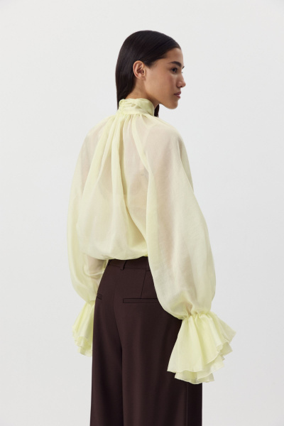 Блуза с бантом из тенсела (сливочный) (M/L) 