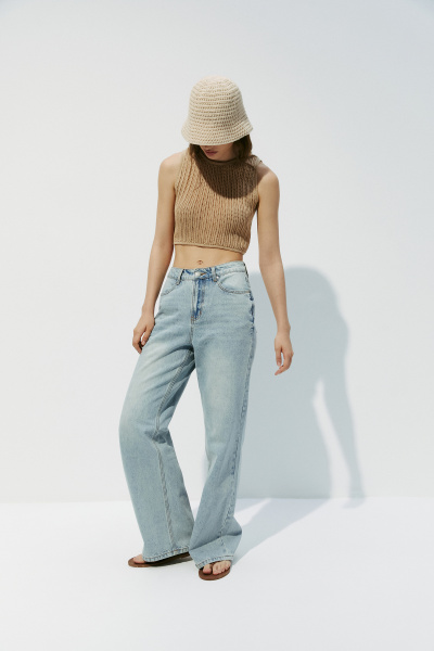 Джинсы с высокой посадкой/Denim pants with high waist (27/S, светло-голубой/light blue) 2869